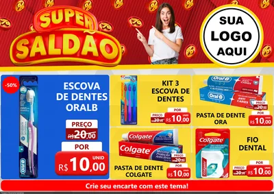 Modelo de Encarte para Encarte A4 Horizontal com o tema Super Saldão para Higiene Pessoal