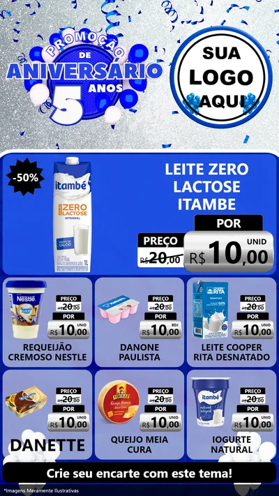 Modelo de Rede Social para Stories com o tema Promoção de Aniversário - 5 Anos para Frios e Laticínios