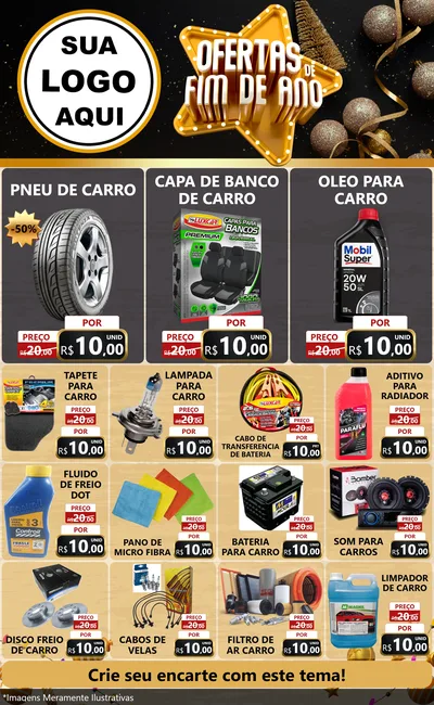 Modelo de Encarte para Encarte Grande com o tema Ofertas de Fim de Ano para Auto peças