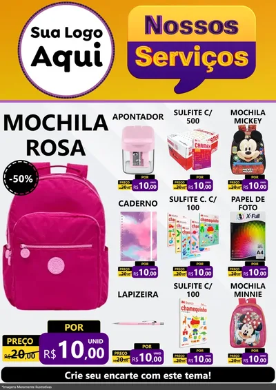 Modelo de Encarte para Encarte A4 Vertical com o tema Nossos Serviços para Papelaria