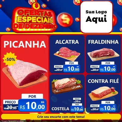Modelo de Rede Social para Feed Facebook com o tema Ofertas Especiais de Dezembro para Açougue