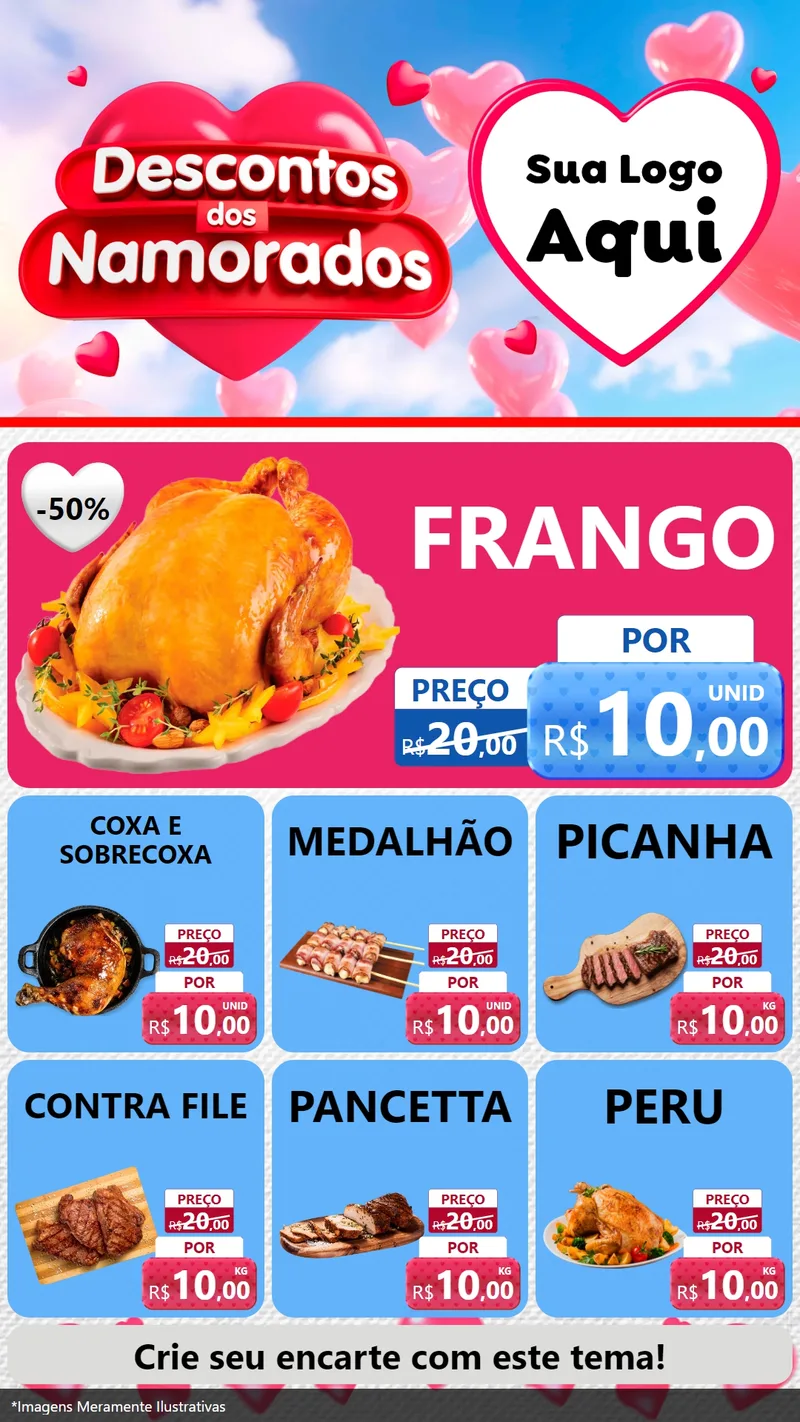 Modelo de Rede Social para Stories com o tema Descontos dos Namorados para Assados
