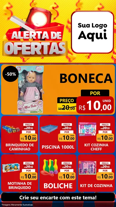 Modelo de Rede Social para Stories com o tema Alerta de Ofertas para Brinquedos