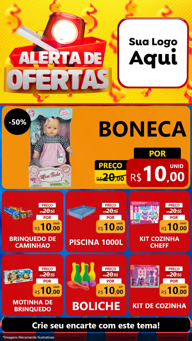 Modelo de Rede Social para Stories com o tema Alerta de Ofertas para Brinquedos