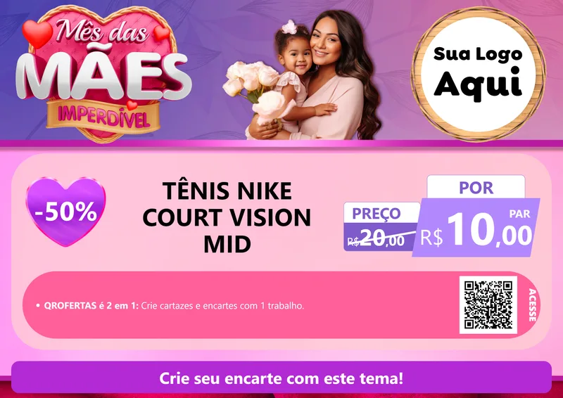 Modelo de Cartaz para Cartaz A4 Horizontal com o tema Mês das Mães Imperdível para Calçados
