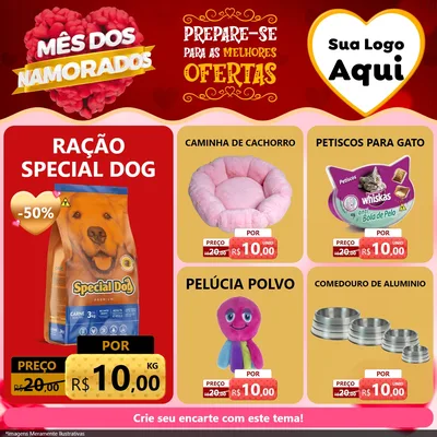 Modelo de Rede Social para Feed Facebook com o tema Mês dos Namorados para Pet Shop
