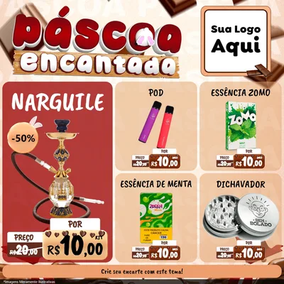 Modelo de Rede Social para Feed Facebook com o tema Páscoa Encantada para Tabacaria