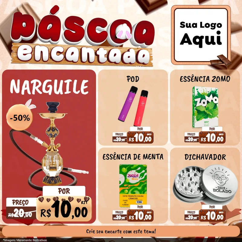 Modelo de Rede Social para Feed Facebook com o tema Páscoa Encantada para Tabacaria