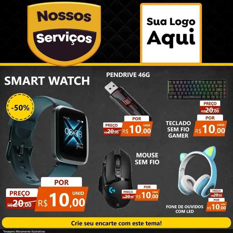 Modelo de Rede Social para Feed Facebook com o tema Nossos Serviços para Informática