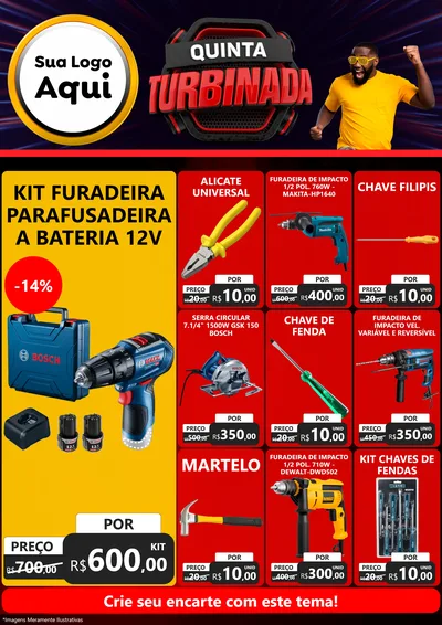 Modelo de Encarte para Encarte A4 Vertical com o tema Quinta Turbinada para Maquinas e Ferramentas