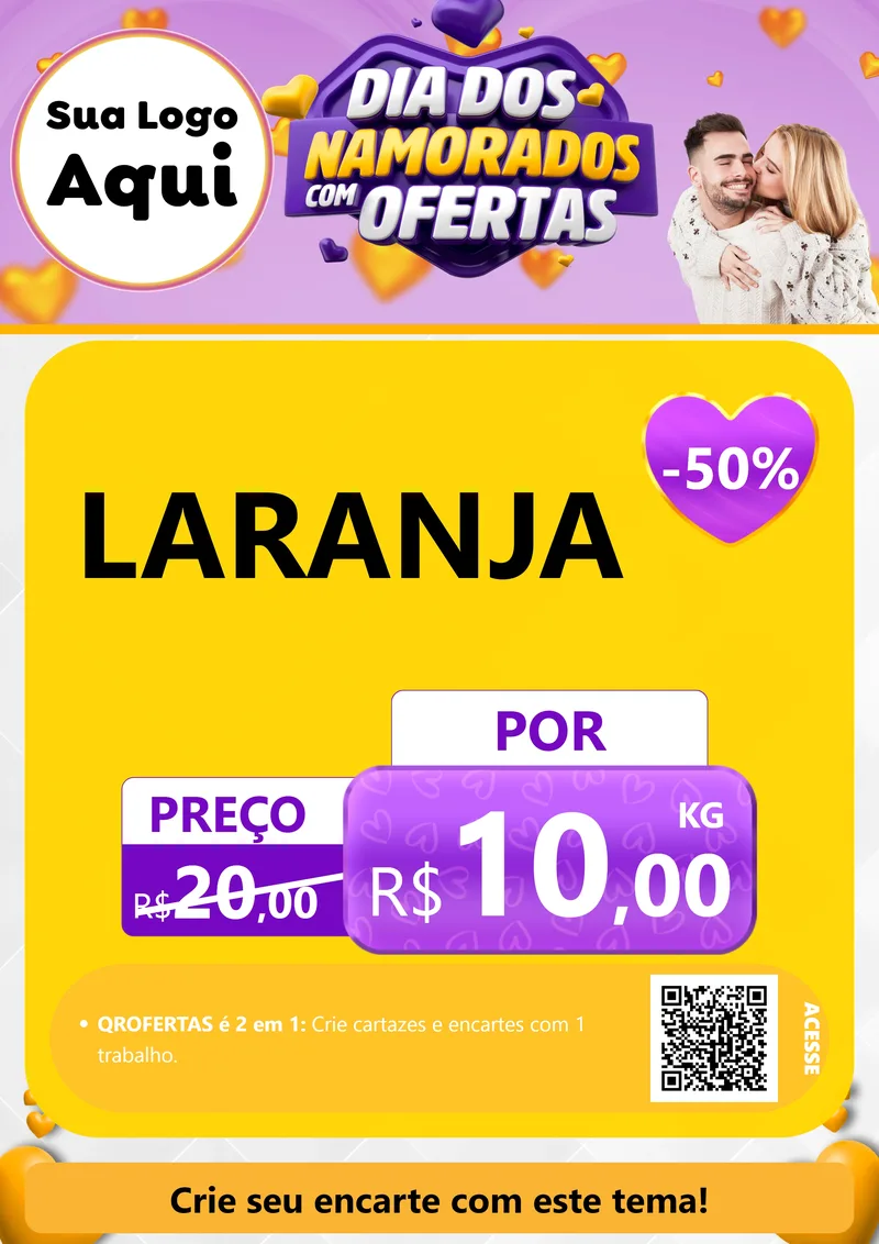 Modelo de Cartaz para Cartaz A4 Vertical com o tema Dia Dos Namorados Com Ofertas para Hortifrúti