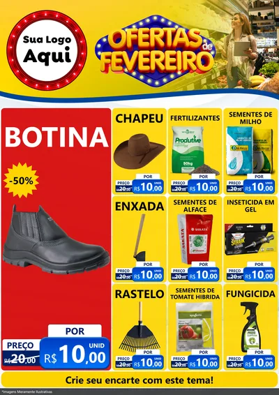 Modelo de Encarte para Encarte A4 Vertical com o tema Ofertas de Fevereiro para Agropecuária