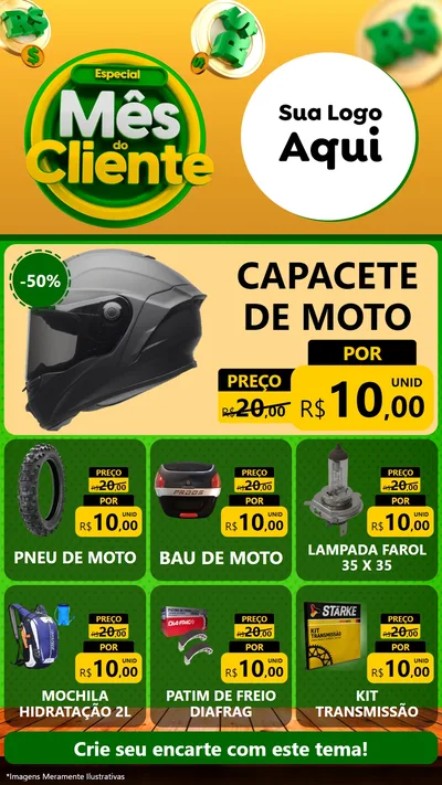 Modelo de Rede Social para Stories com o tema Especial Mês do Cliente para Moto peças