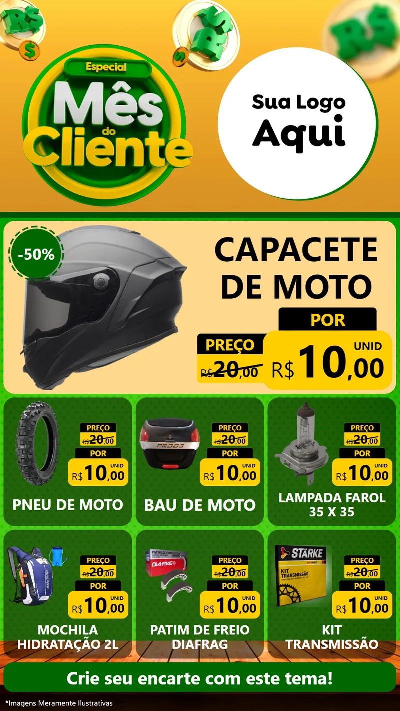 Modelo de Rede Social para Stories com o tema Especial Mês do Cliente para Moto peças