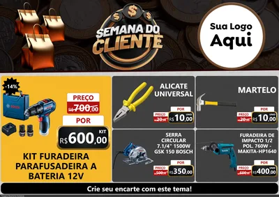 Modelo de Encarte para Encarte A4 Horizontal com o tema Semana do Cliente para Maquinas e Ferramentas