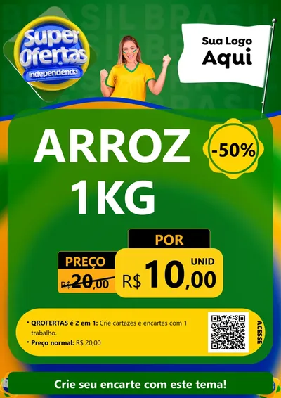Modelo de Cartaz para Cartaz A4 Vertical com o tema Super Ofertas de Independência para Supermercado