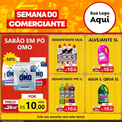 Modelo de Rede Social para Feed Facebook com o tema Semana do Comerciante para Produtos de Limpeza
