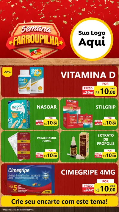 Modelo de TV para TV Vertical com o tema Semana Farroupilha para Farmácia