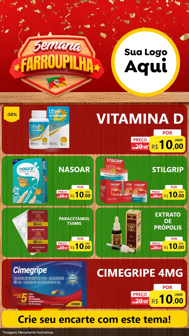 Modelo de TV para TV Vertical com o tema Semana Farroupilha para Farmácia