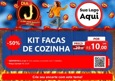 Modelo de Cartaz para Cartaz A4 Horizontal com o tema Dia J - O Dia Mais Barato Do Mês para Utilidades Domésticas