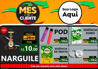 Modelo de Encarte para Encarte A4 Horizontal com o tema Mês do Cliente para Tabacaria