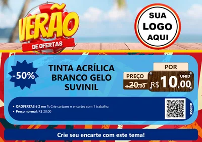 Modelo de Cartaz para Cartaz A4 Horizontal com o tema Verão de Ofertas para Tintas e Ferramentas