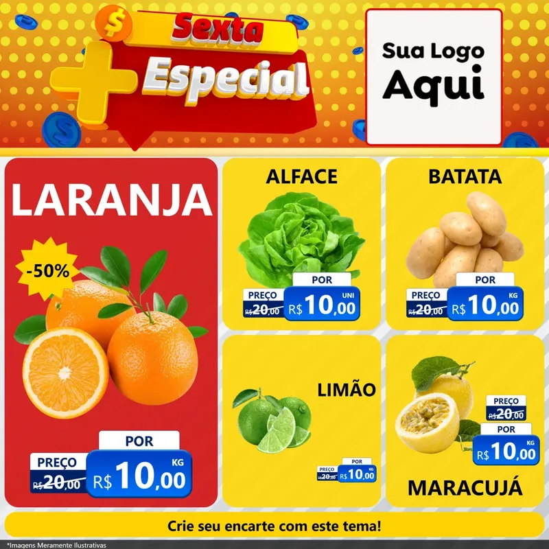 Modelo de Rede Social para Feed Facebook com o tema Sexta Mais Especial para Hortifrúti