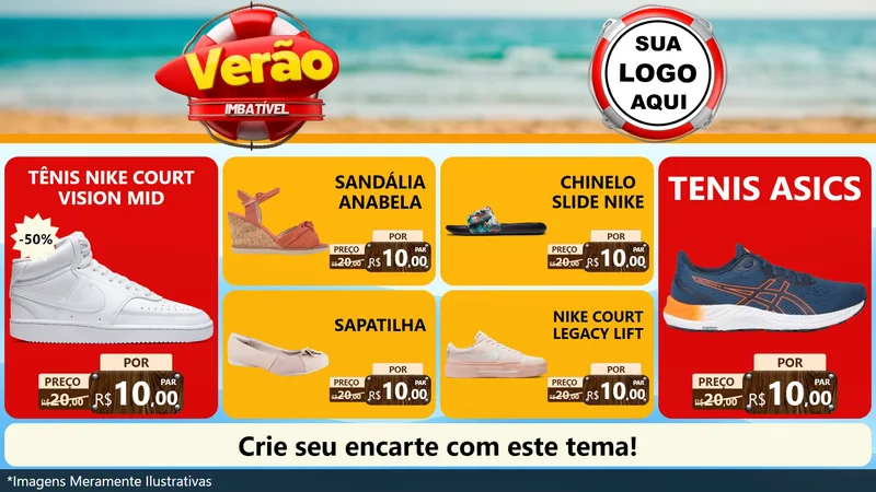 Modelo de TV para TV Horizontal com o tema Verão Imbatível para Calçados