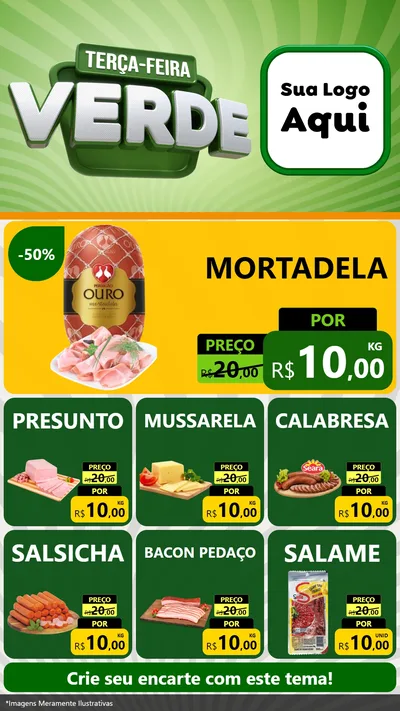 Modelo de Rede Social para Stories com o tema Terça - Feira Verde para Frios e Laticínios