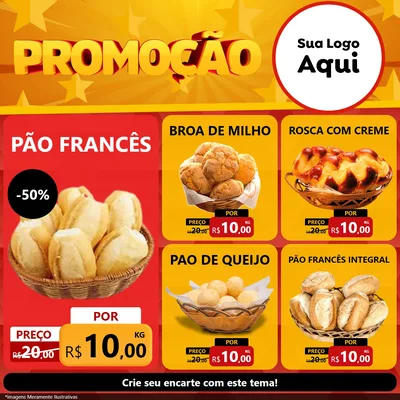 Modelo de Rede Social para Feed Facebook com o tema Promoção para Padaria