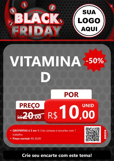 Modelo de Cartaz para Cartaz A4 Vertical com o tema Black Friday para Farmácia