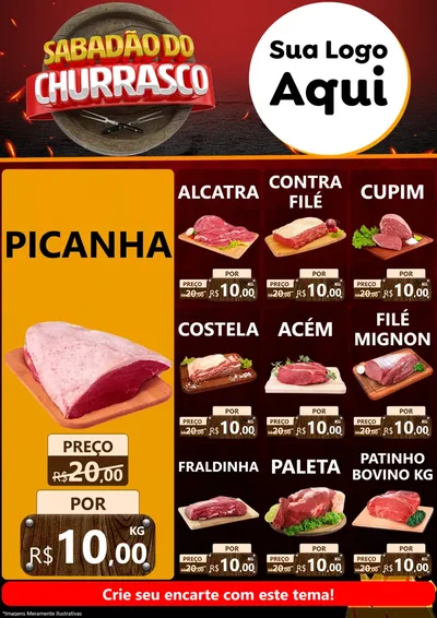 Modelo de Encarte para Encarte A4 Vertical com o tema Sabadão Do Churrasco para Açougue