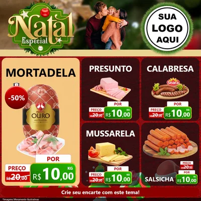 Modelo de Rede Social para Feed Facebook com o tema Natal Especial para Frios e Laticínios