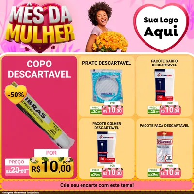 Modelo de Rede Social para Feed Facebook com o tema Mês da Mulher para Embalagens