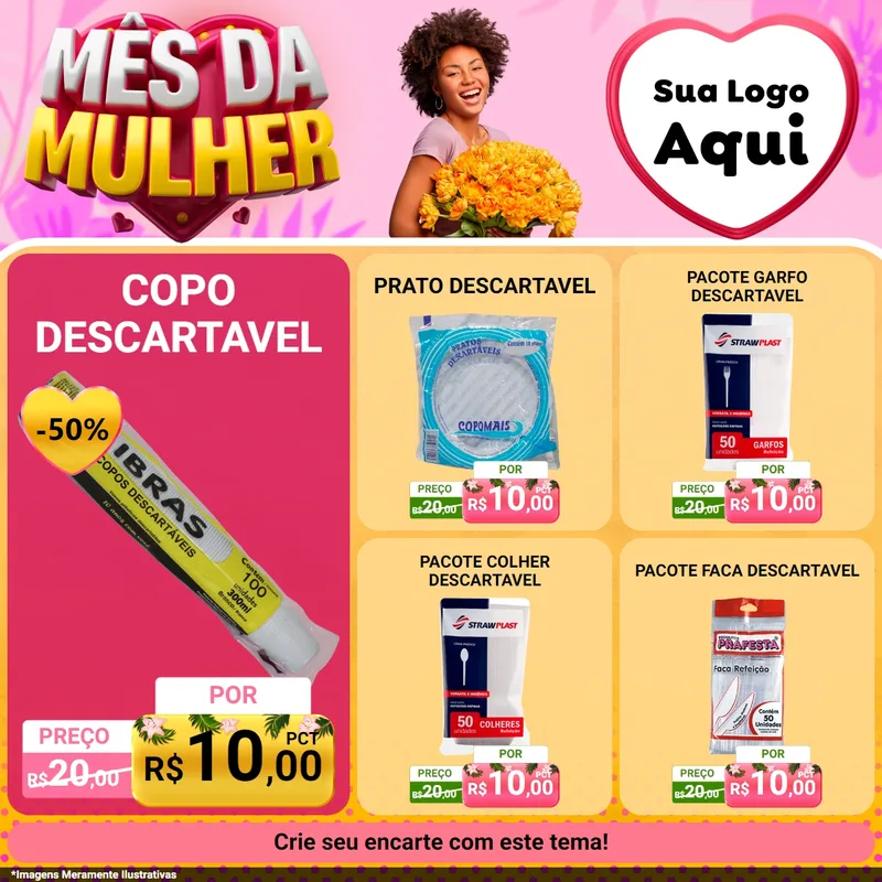 Modelo de Rede Social para Feed Facebook com o tema Mês da Mulher para Embalagens
