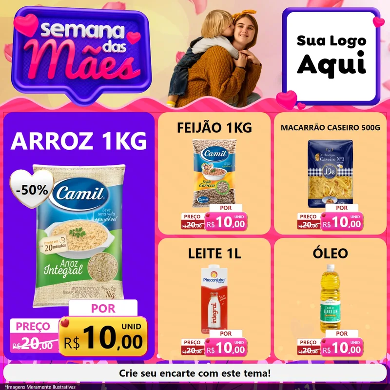 Modelo de Rede Social para Feed Facebook com o tema Semana das Mães para Supermercado