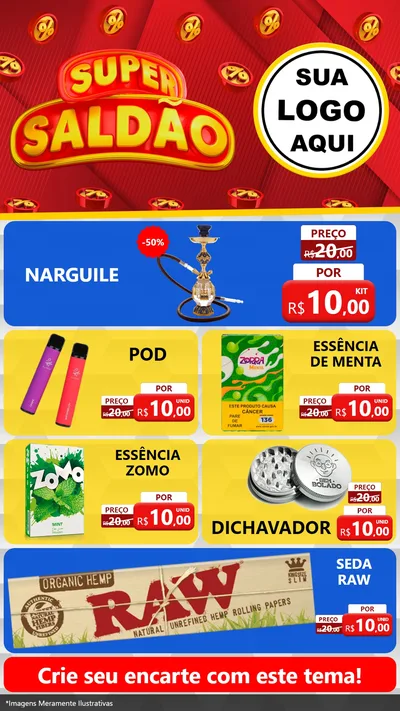 Modelo de TV para TV Vertical com o tema Super Saldão para Tabacaria