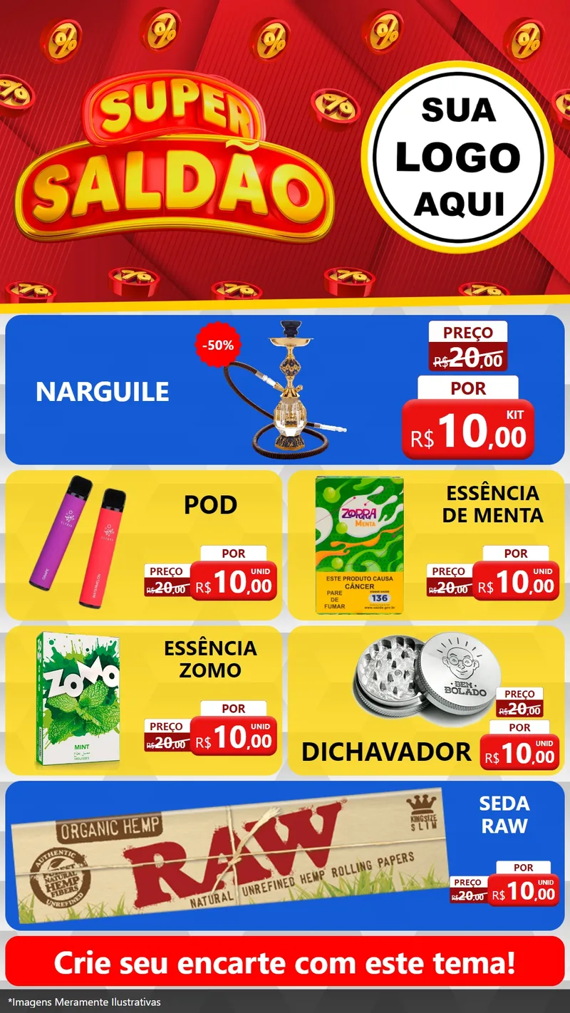 Modelo de TV para TV Vertical com o tema Super Saldão para Tabacaria
