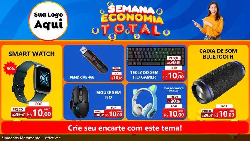 Modelo de TV para TV Horizontal com o tema Semana Economia Total para Informática