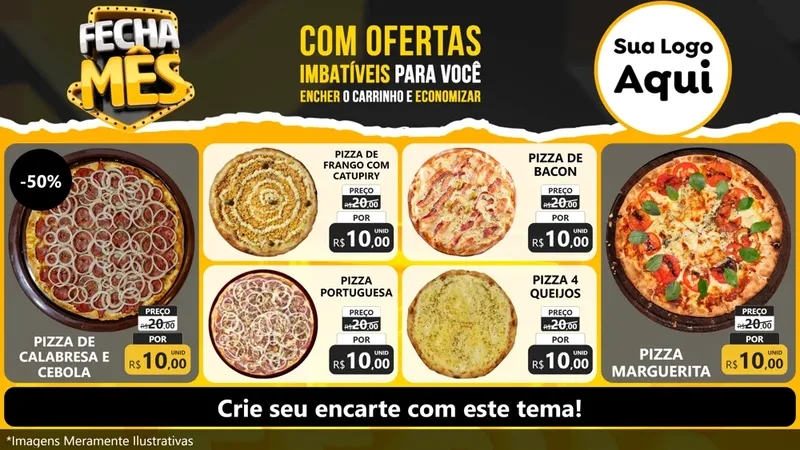Modelo de TV para TV Horizontal com o tema Fecha Mês para Pizzaria