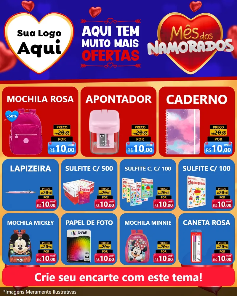 Modelo de Rede Social para Feed Instagram com o tema Mês dos Namorados para Papelaria