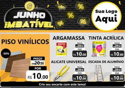 Modelo de Encarte para Encarte A4 Horizontal com o tema Junho Imbatível para Material para Construção