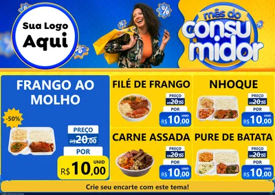 Modelo de Encarte para Encarte A4 Horizontal com o tema Mês do Consumidor para Restaurante