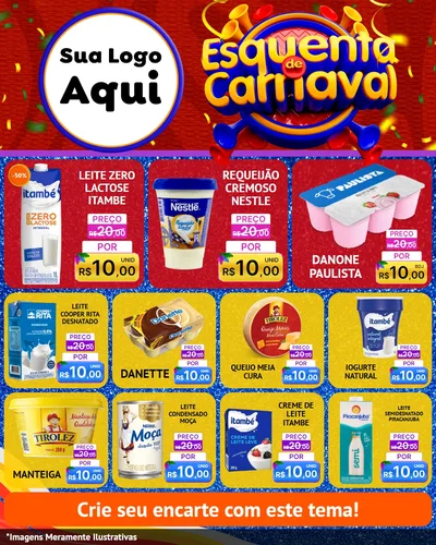 Modelo de Rede Social para Feed Instagram com o tema Esquenta de Carnaval para Frios e Laticínios