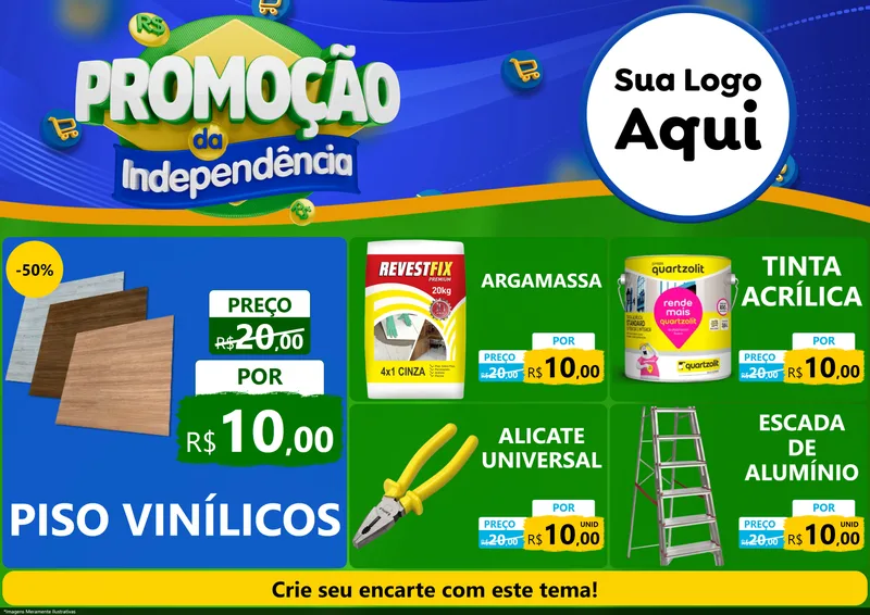 Modelo de Encarte para Encarte A4 Horizontal com o tema Promoção da Independência para Material para Construção