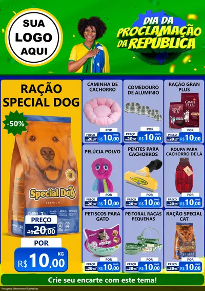 Modelo de Encarte para Encarte A4 Vertical com o tema Dia Da Proclamação Da República para Pet Shop