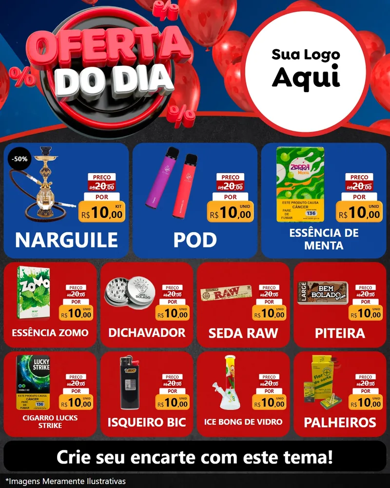 Modelo de Rede Social para Feed Instagram com o tema Oferta do Dia para Tabacaria