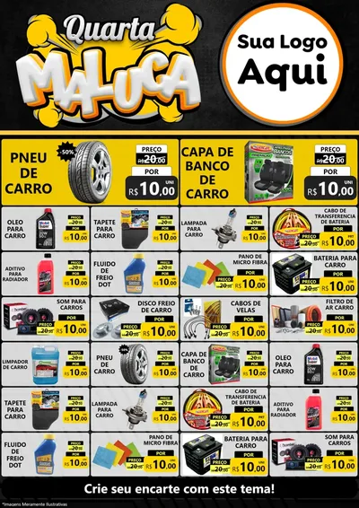 Modelo de Encarte para Encarte A4 Vertical com o tema Quarta Maluca para Auto peças