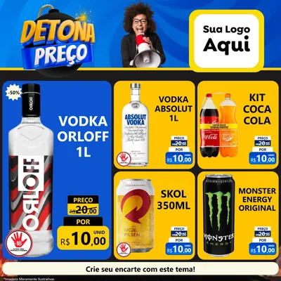 Modelo de Rede Social para Feed Facebook com o tema Detona Preços para Distribuidora de bebidas