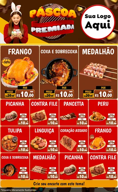 Modelo de Encarte para Encarte Grande com o tema Páscoa Premiada para Assados